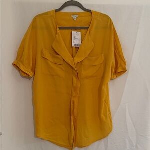 Anthropologie Mustard Button Down Shirt